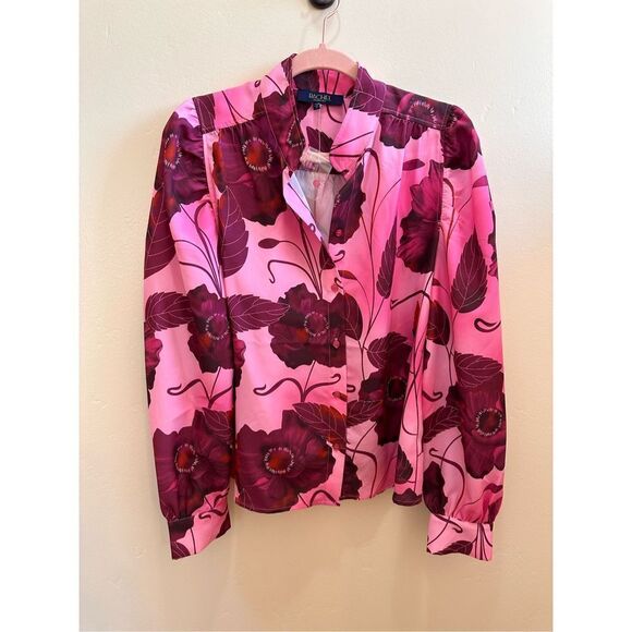 Rachel Roy Rose Print Puff Sleeve Blouse Size Small New - Picture 3 of 6
